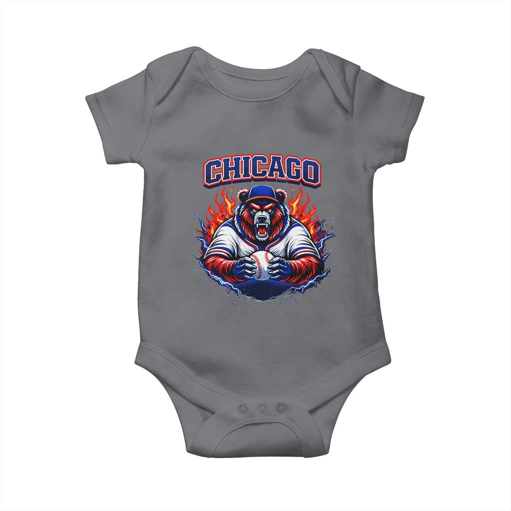 Vintage Chicago Baby Onesie Retro Baseball Fans TS10 Charcoal Print Your Wear
