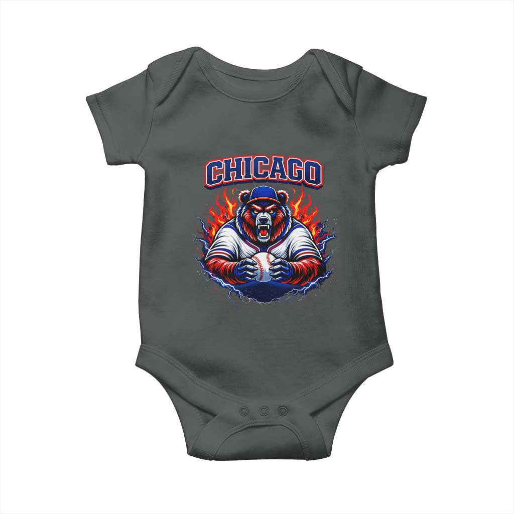 Vintage Chicago Baby Onesie Retro Baseball Fans TS10 Dark Heather Print Your Wear
