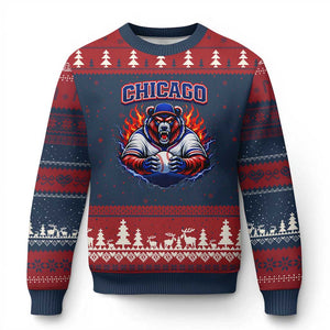Vintage Chicago Ugly Christmas Sweater Retro Baseball Fans TS10 Navy Red Print Your Wear