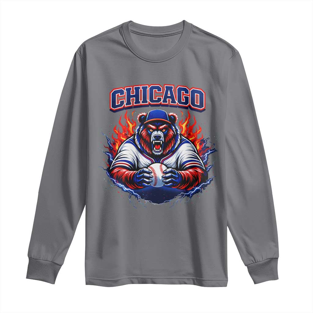 Vintage Chicago Long Sleeve Shirt Retro Baseball Fans TS10 Charcoal Print Your Wear