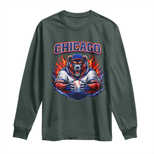 Vintage Chicago Long Sleeve Shirt Retro Baseball Fans TS10 Dark Forest Green Print Your Wear