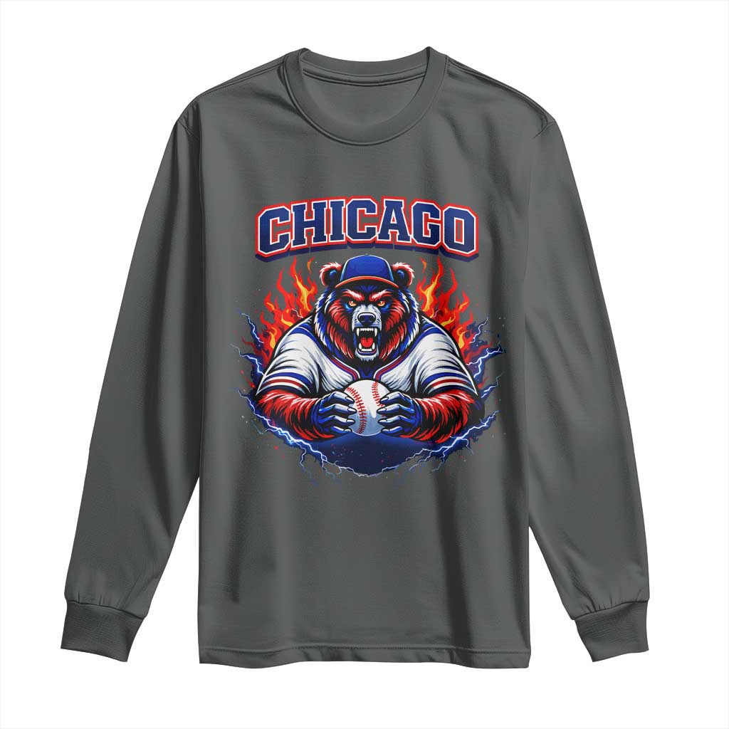 Vintage Chicago Long Sleeve Shirt Retro Baseball Fans TS10 Dark Heather Print Your Wear