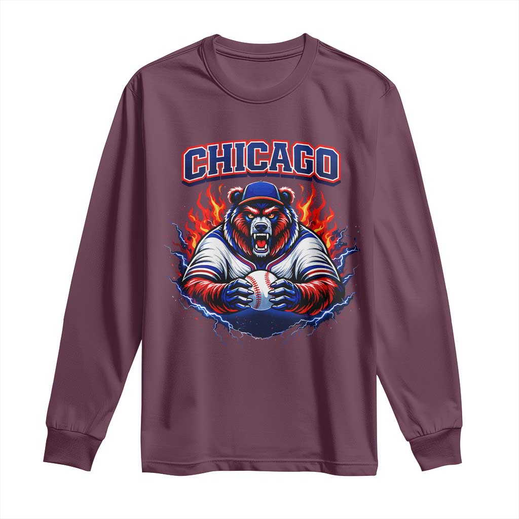 Vintage Chicago Long Sleeve Shirt Retro Baseball Fans TS10 Maroon Print Your Wear