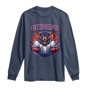 Vintage Chicago Long Sleeve Shirt Retro Baseball Fans TS10 Navy Print Your Wear
