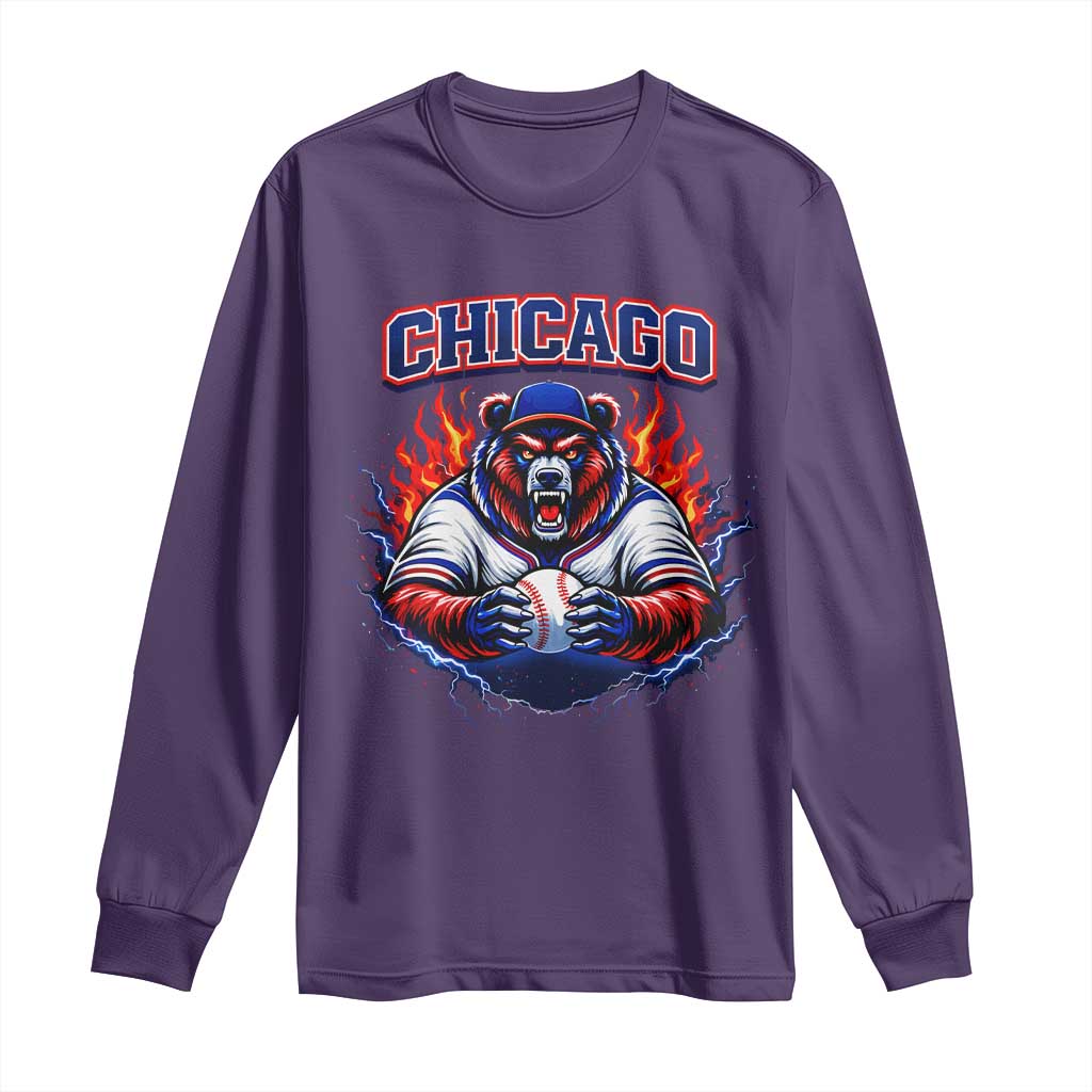 Vintage Chicago Long Sleeve Shirt Retro Baseball Fans TS10 Purple Print Your Wear