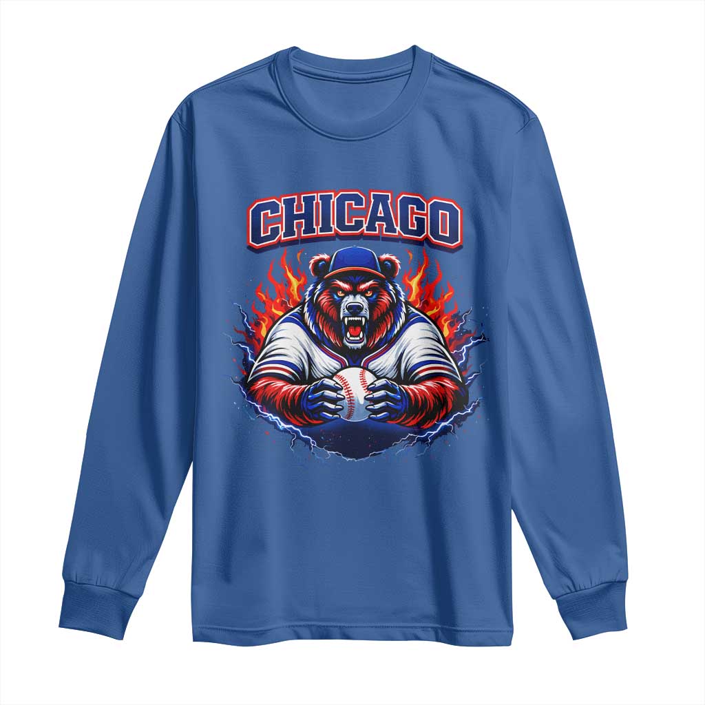 Vintage Chicago Long Sleeve Shirt Retro Baseball Fans TS10 Royal Blue Print Your Wear