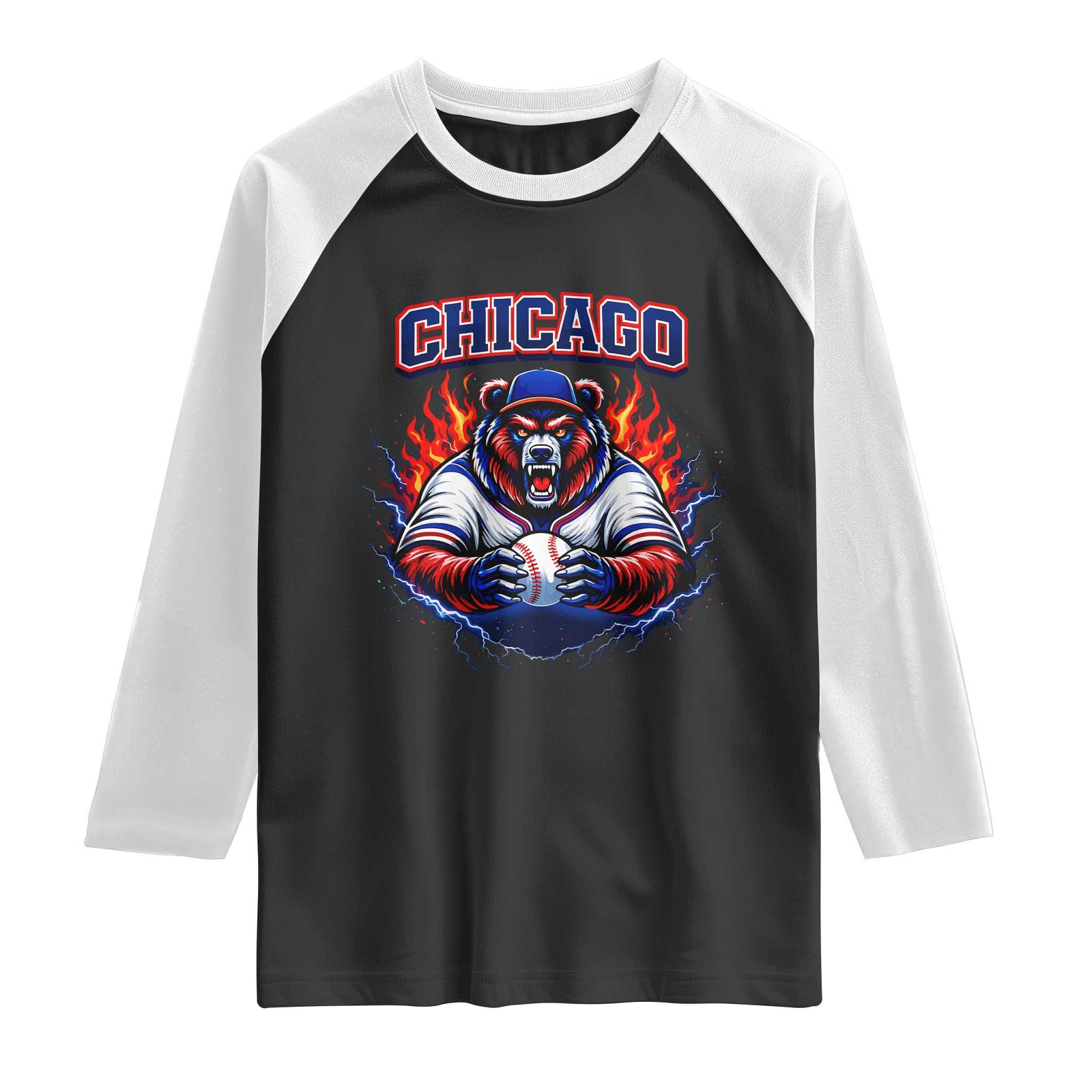 Vintage Chicago Raglan Shirt Retro Baseball Fans TS10 Black White Print Your Wear