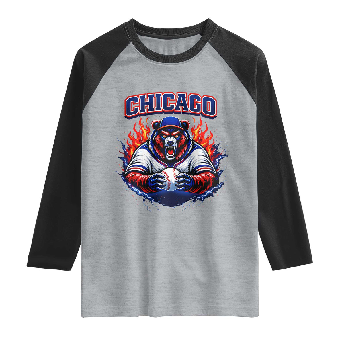 Vintage Chicago Raglan Shirt Retro Baseball Fans TS10 Heather Gray Black Print Your Wear