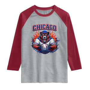 Vintage Chicago Raglan Shirt Retro Baseball Fans TS10 Heather Gray Heather Red Print Your Wear