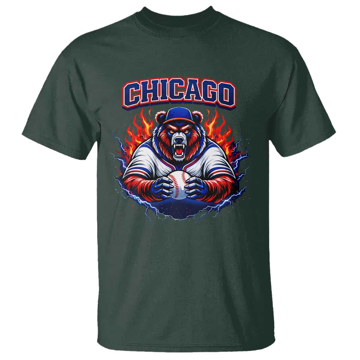 Vintage Chicago T Shirt Retro Baseball Fans TS10 Dark Forest Green Print Your Wear