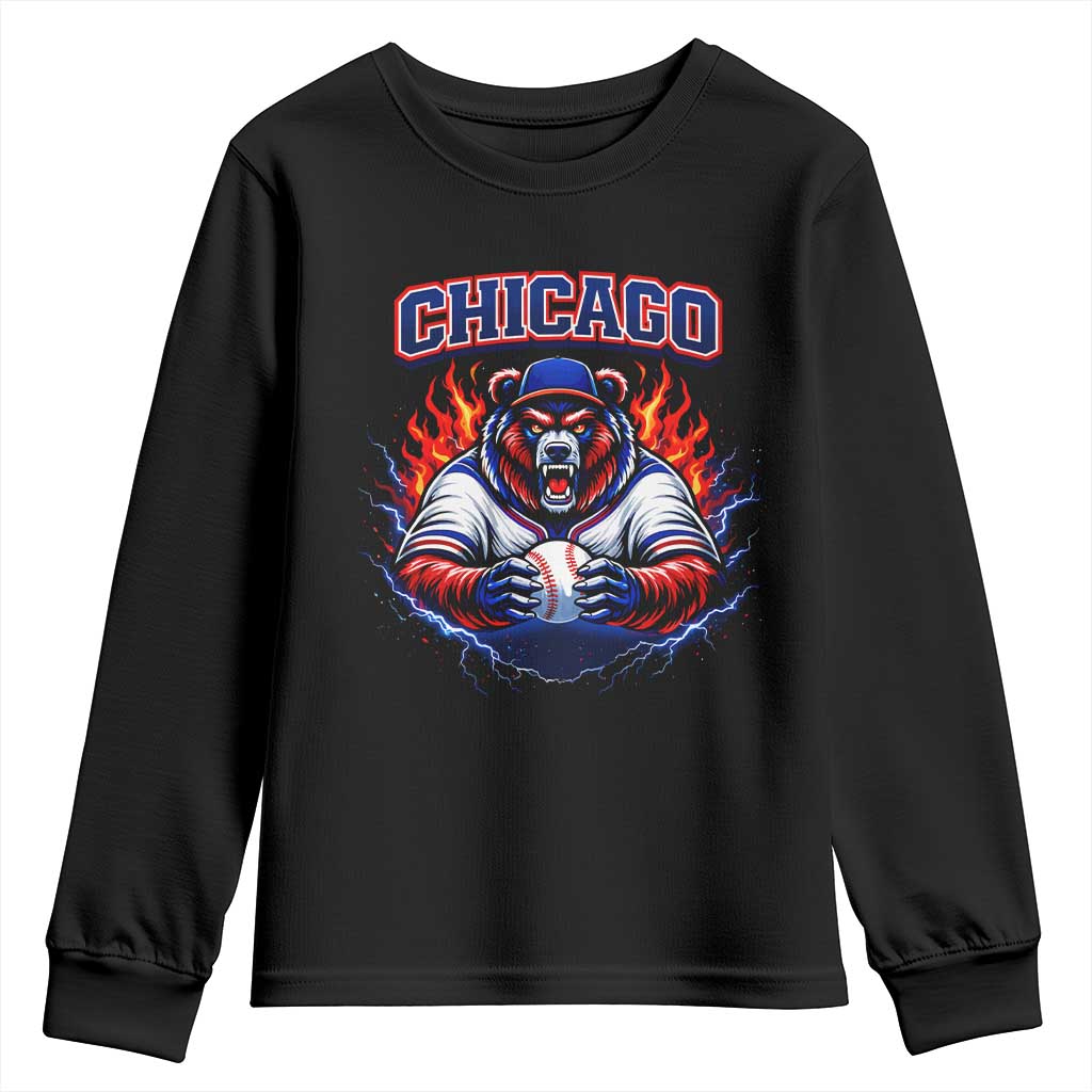 Vintage Chicago Youth Sweatshirt Retro Baseball Fans TS10 Black Print Your Wear