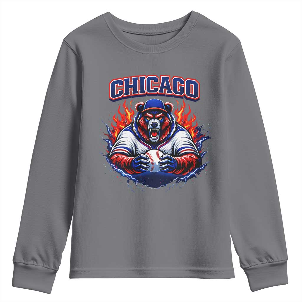 Vintage Chicago Youth Sweatshirt Retro Baseball Fans TS10 Charcoal Print Your Wear