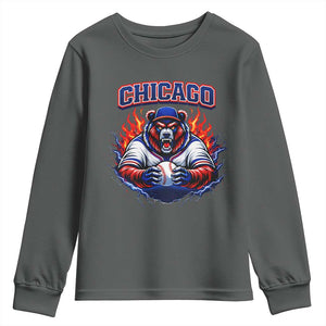 Vintage Chicago Youth Sweatshirt Retro Baseball Fans TS10 Dark Heather Print Your Wear