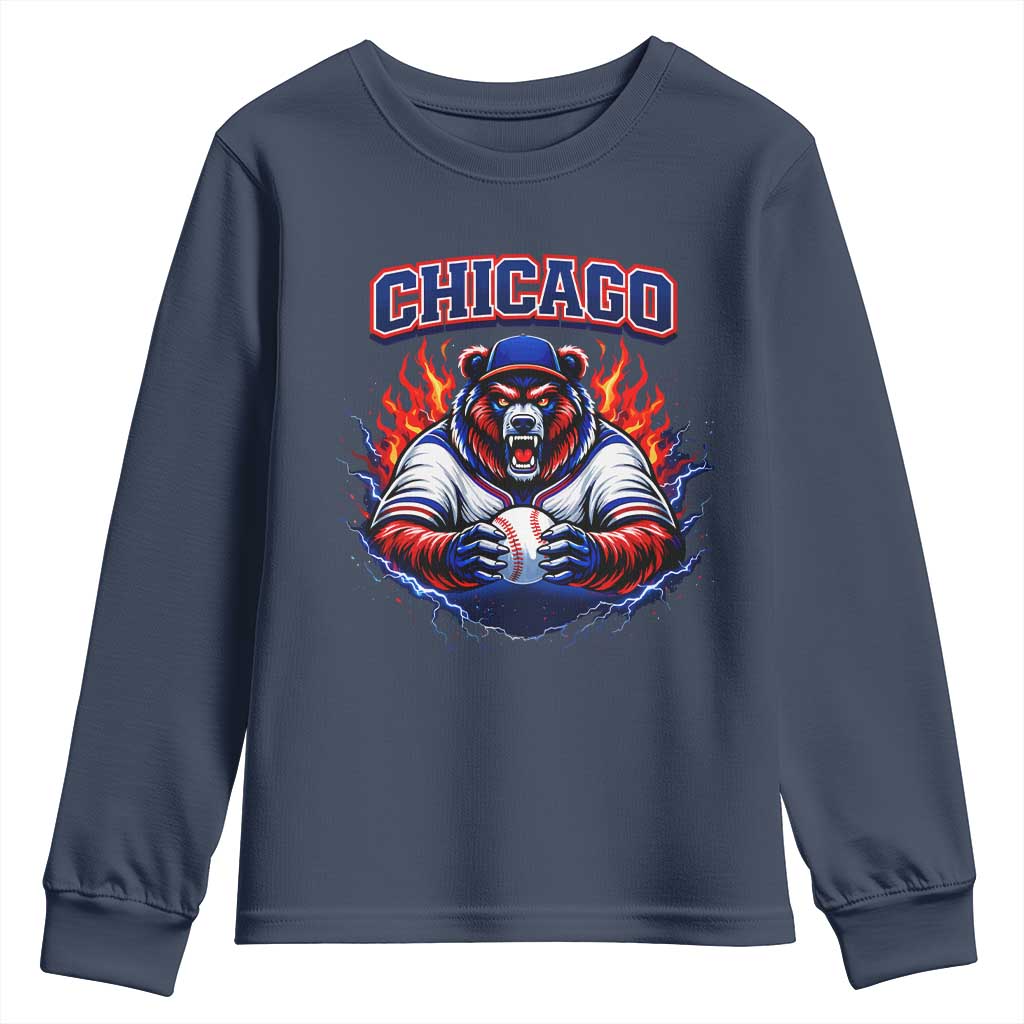 Vintage Chicago Youth Sweatshirt Retro Baseball Fans TS10 Navy Print Your Wear