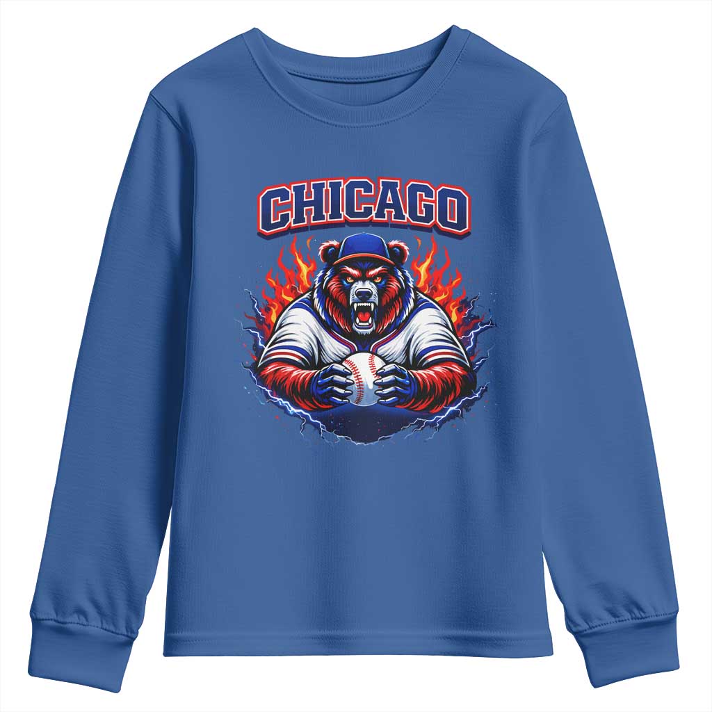 Vintage Chicago Youth Sweatshirt Retro Baseball Fans TS10 Royal Blue Print Your Wear