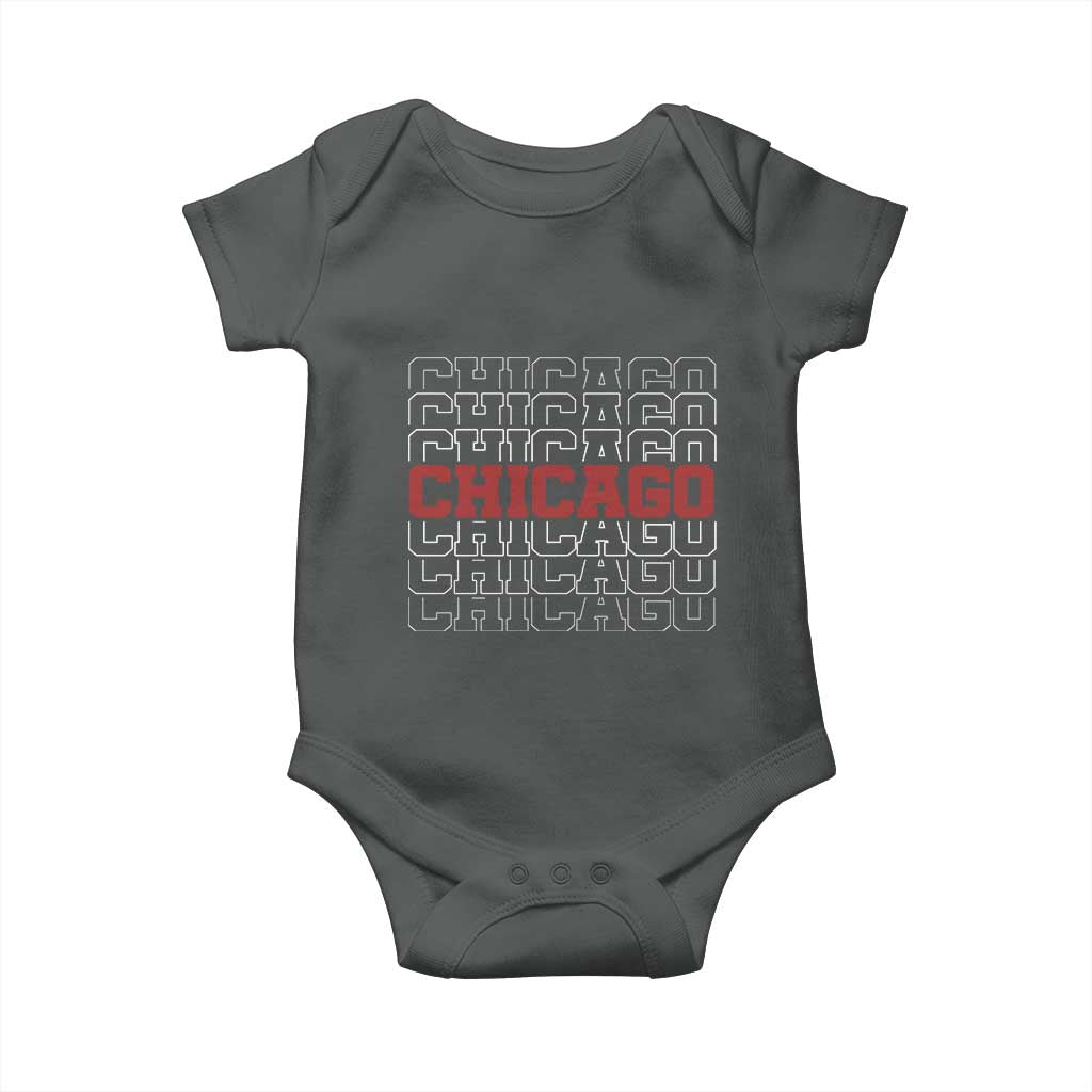 Vintage Chicago Graphic Baby Onesie US State Pride Baseball Lover TS10 Dark Heather Print Your Wear