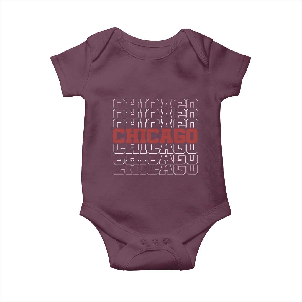 Vintage Chicago Graphic Baby Onesie US State Pride Baseball Lover TS10 Maroon Print Your Wear