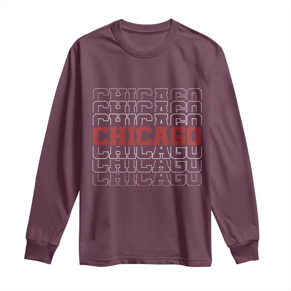 Vintage Chicago Graphic Long Sleeve Shirt US State Pride Baseball Lover TS10 Maroon Print Your Wear
