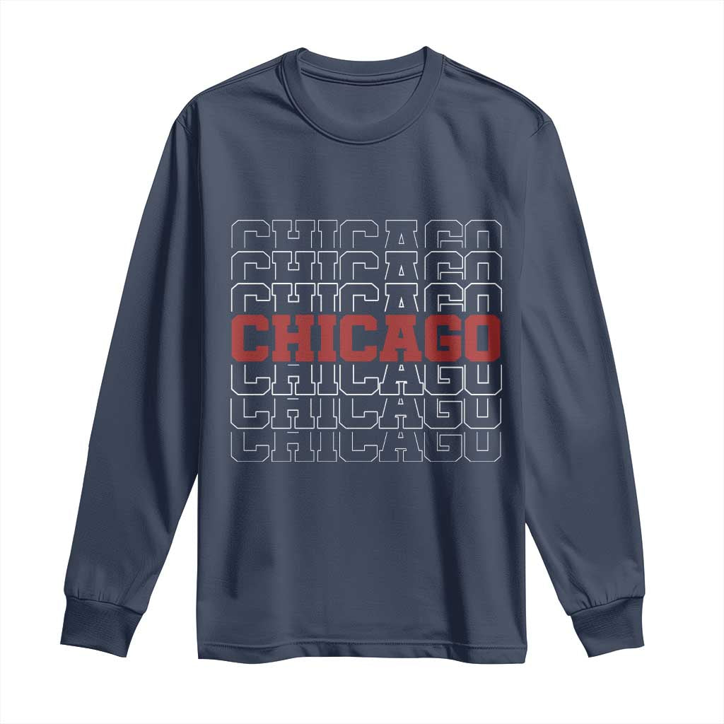 Vintage Chicago Graphic Long Sleeve Shirt US State Pride Baseball Lover TS10 Navy Print Your Wear