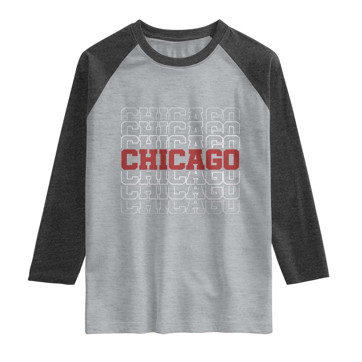 Vintage Chicago Graphic Raglan Shirt US State Pride Baseball Lover TS10 Heather Gray Heather Charcoal Print Your Wear