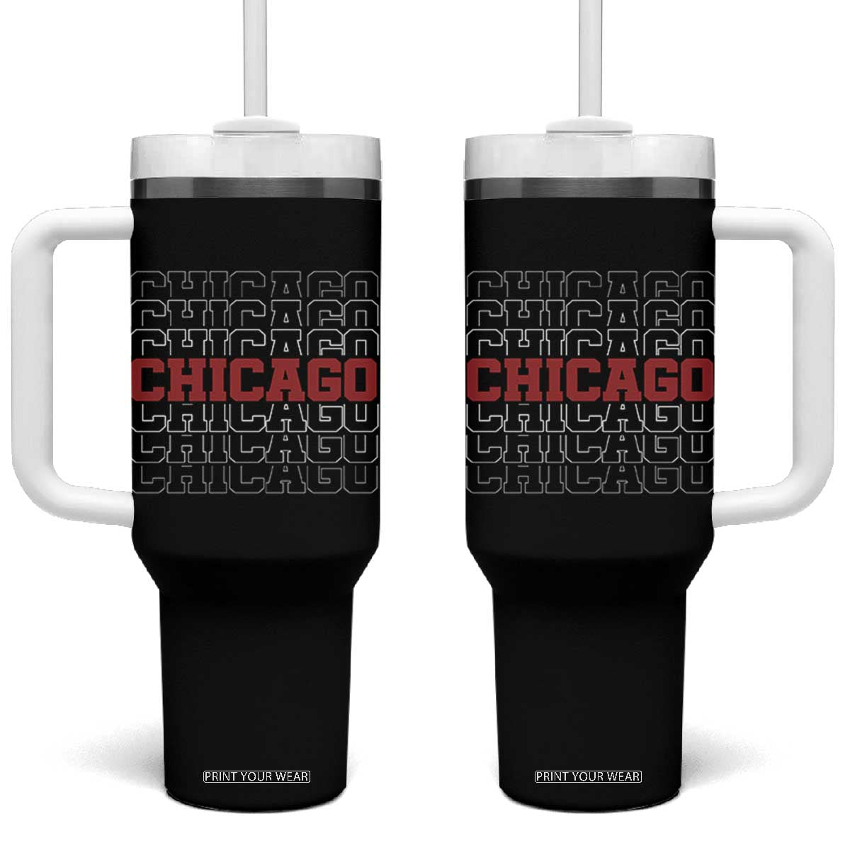 Vintage Chicago Graphic Tumbler With Handle US State Pride Baseball Lover TS10 One Size: 40 oz Black Print Your Wear