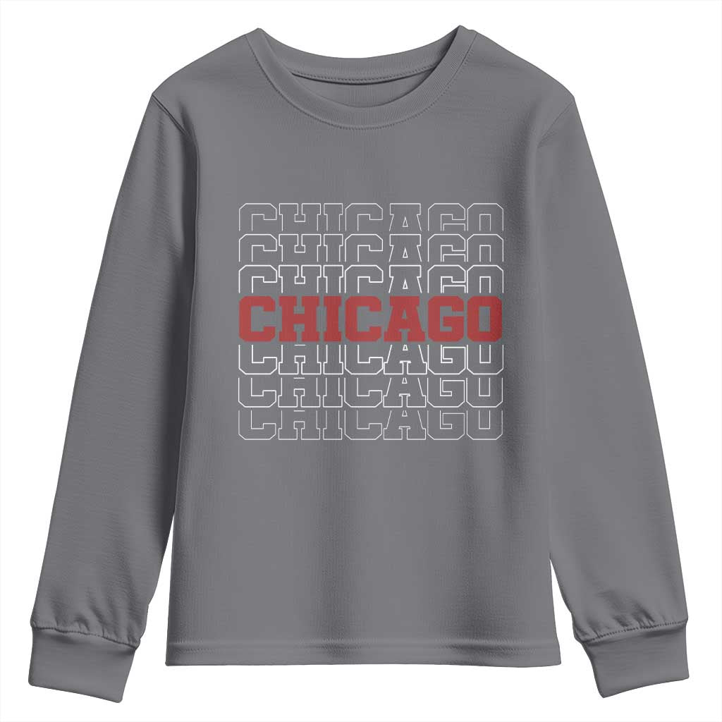 Vintage Chicago Graphic Youth Sweatshirt US State Pride Baseball Lover TS10 Charcoal Print Your Wear