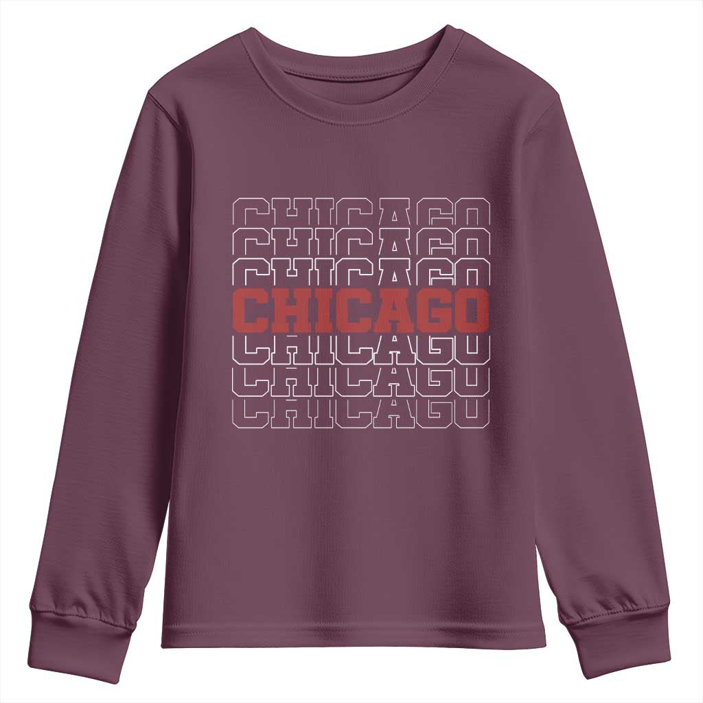 Vintage Chicago Graphic Youth Sweatshirt US State Pride Baseball Lover TS10 Maroon Print Your Wear