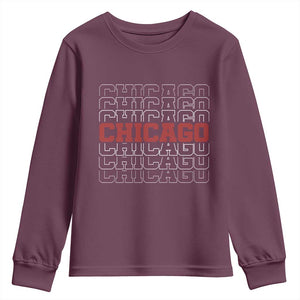 Vintage Chicago Graphic Youth Sweatshirt US State Pride Baseball Lover TS10 Maroon Print Your Wear