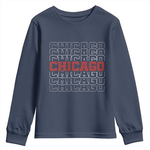 Vintage Chicago Graphic Youth Sweatshirt US State Pride Baseball Lover TS10 Navy Print Your Wear