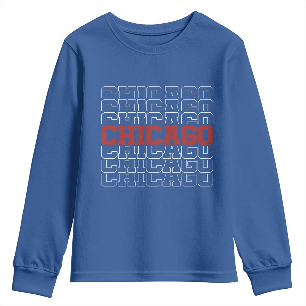 Vintage Chicago Graphic Youth Sweatshirt US State Pride Baseball Lover TS10 Royal Blue Print Your Wear
