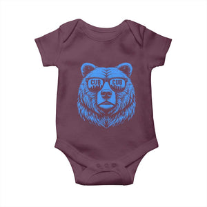 Vintage Cub Baby Onesie With Sunglasses Retro Baseball Fans TS10 Maroon Print Your Wear
