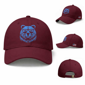 Vintage Cub Baseball Cap With Sunglasses Retro Baseball Fans TS10 Baseball Cap Universal Fit Maroon Print Your Wear