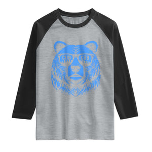 Vintage Cub Raglan Shirt With Sunglasses Retro Baseball Fans TS10 Heather Gray Black Print Your Wear
