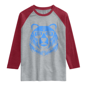 Vintage Cub Raglan Shirt With Sunglasses Retro Baseball Fans TS10 Heather Gray Heather Red Print Your Wear