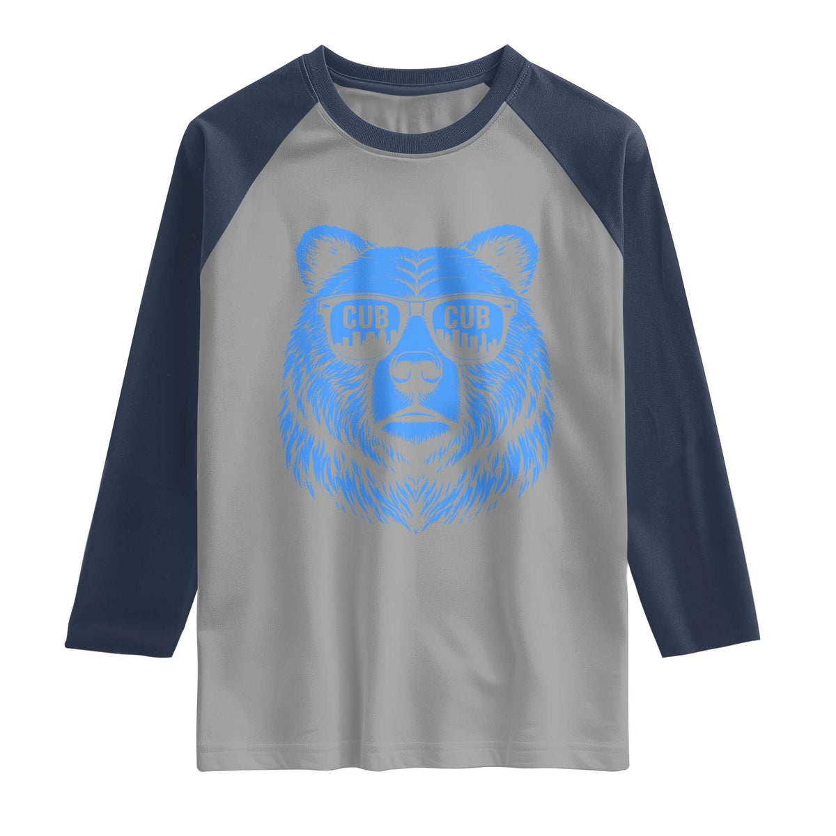 Vintage Cub Raglan Shirt With Sunglasses Retro Baseball Fans TS10 Sport Gray Navy Print Your Wear