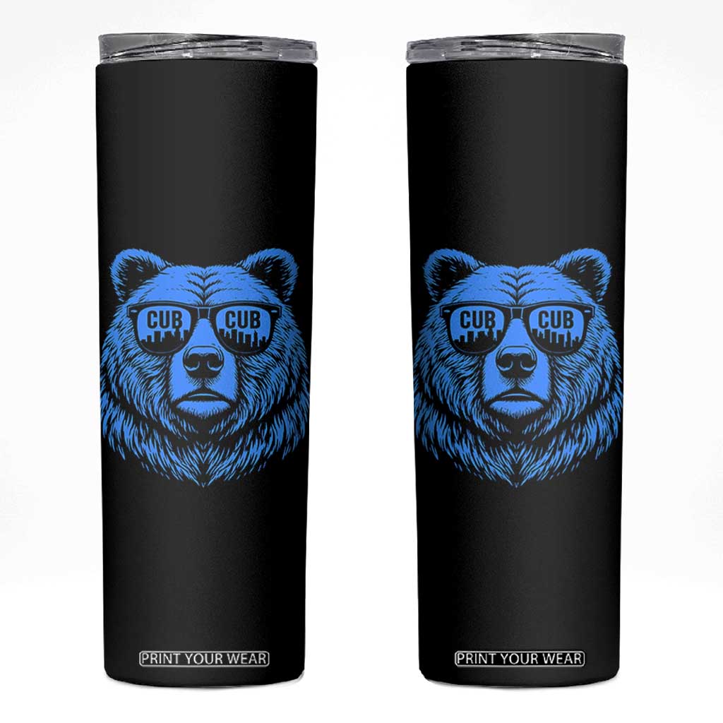 Vintage Cub Skinny Tumbler With Sunglasses Retro Baseball Fans TS10 Black Print Your Wear