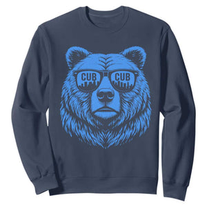 Vintage Cub Sweatshirt With Sunglasses Retro Baseball Fans TS10 Navy Print Your Wear