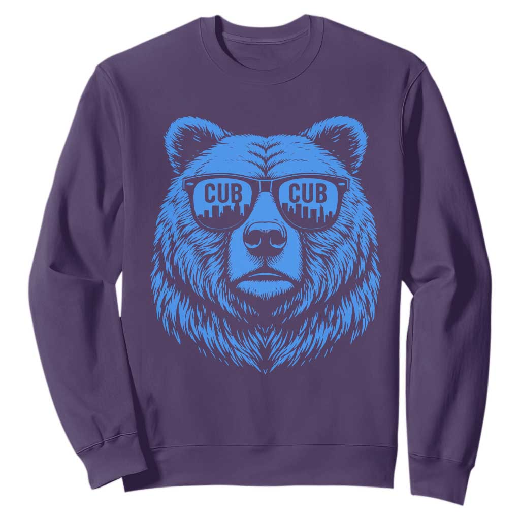 Vintage Cub Sweatshirt With Sunglasses Retro Baseball Fans TS10 Purple Print Your Wear
