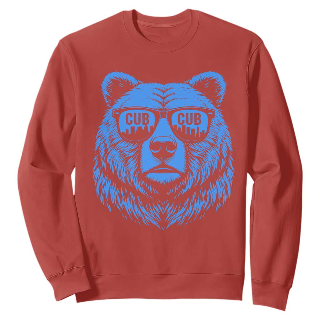 Vintage Cub Sweatshirt With Sunglasses Retro Baseball Fans TS10 Red Print Your Wear