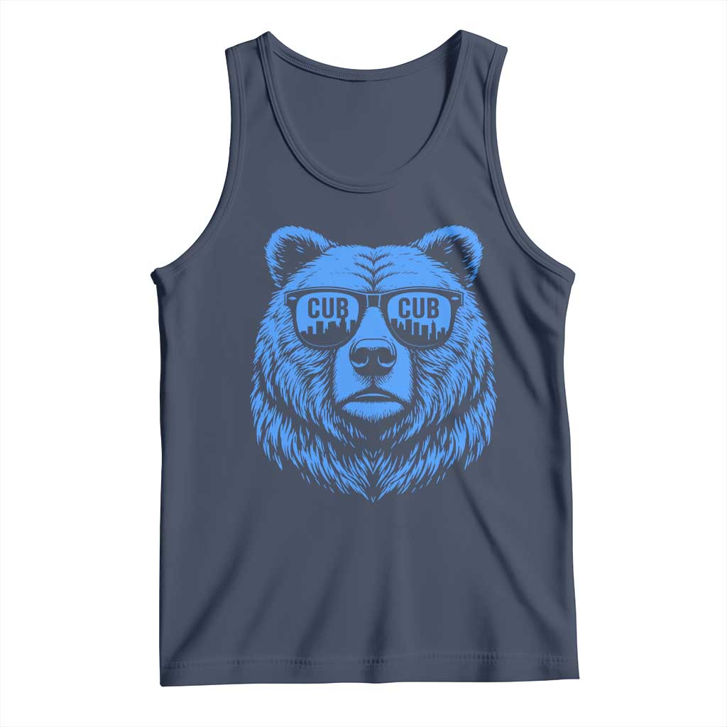 Vintage Cub Tank Top With Sunglasses Retro Baseball Fans TS10 Navy Print Your Wear