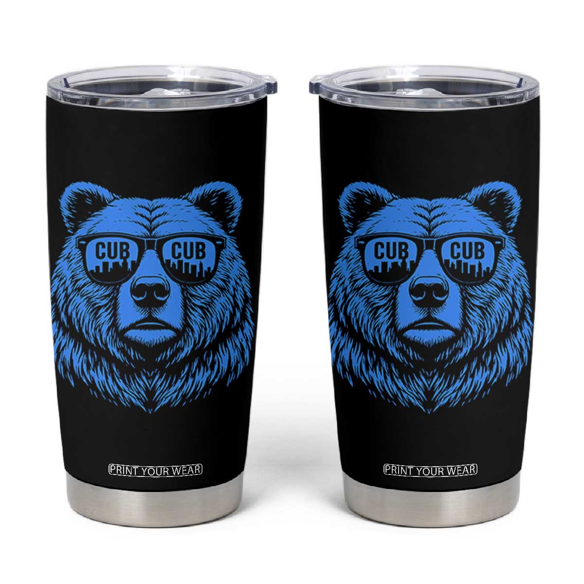 Vintage Cub Tumbler Cup With Sunglasses Retro Baseball Fans TS10 Black Print Your Wear