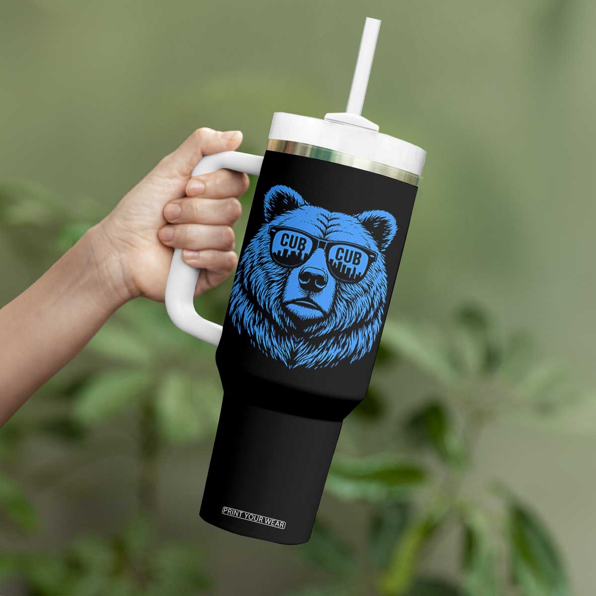 Vintage Cub Tumbler With Handle With Sunglasses Retro Baseball Fans TS10 Print Your Wear