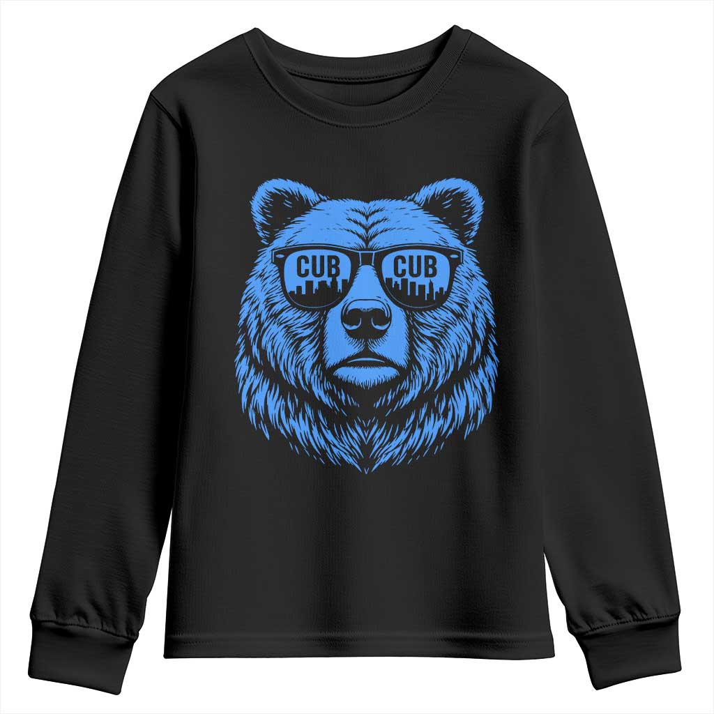 Vintage Cub Youth Sweatshirt With Sunglasses Retro Baseball Fans TS10 Black Print Your Wear