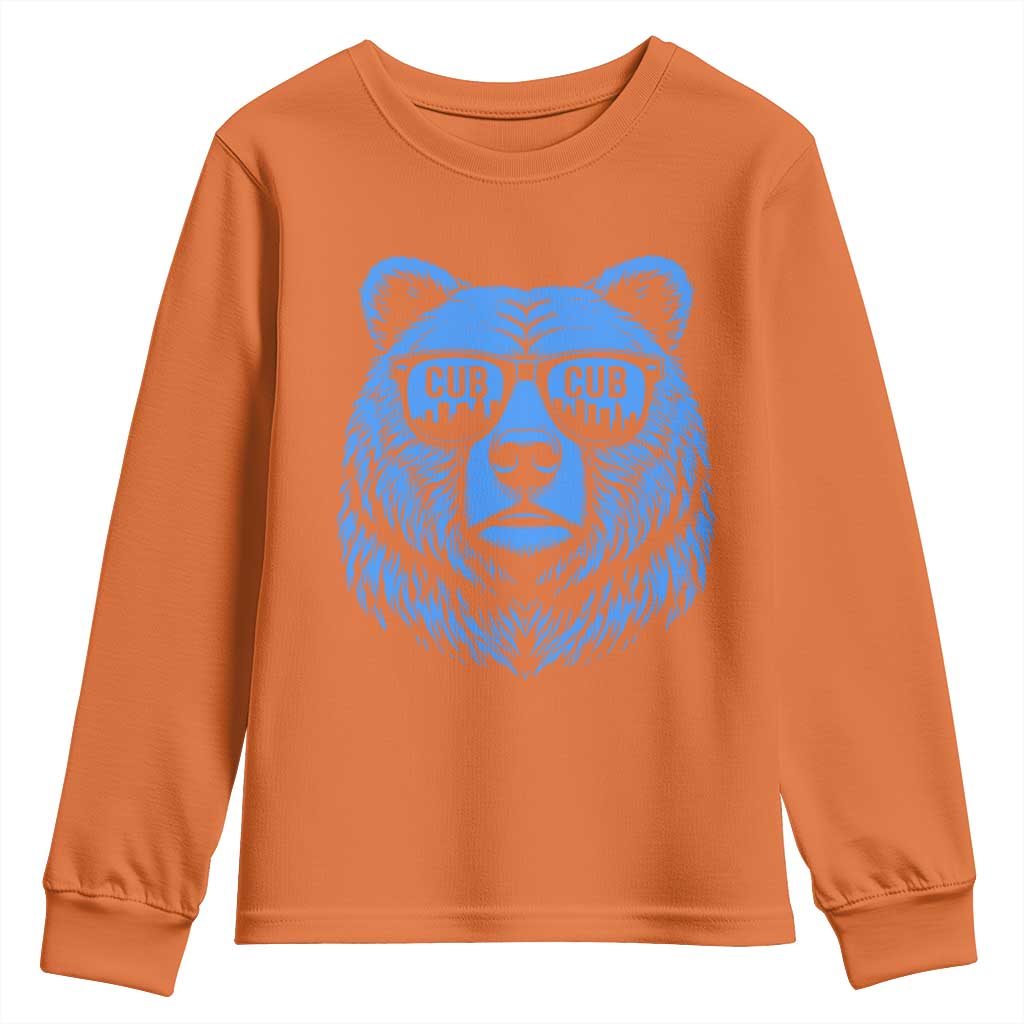 Vintage Cub Youth Sweatshirt With Sunglasses Retro Baseball Fans TS10 Orange Print Your Wear