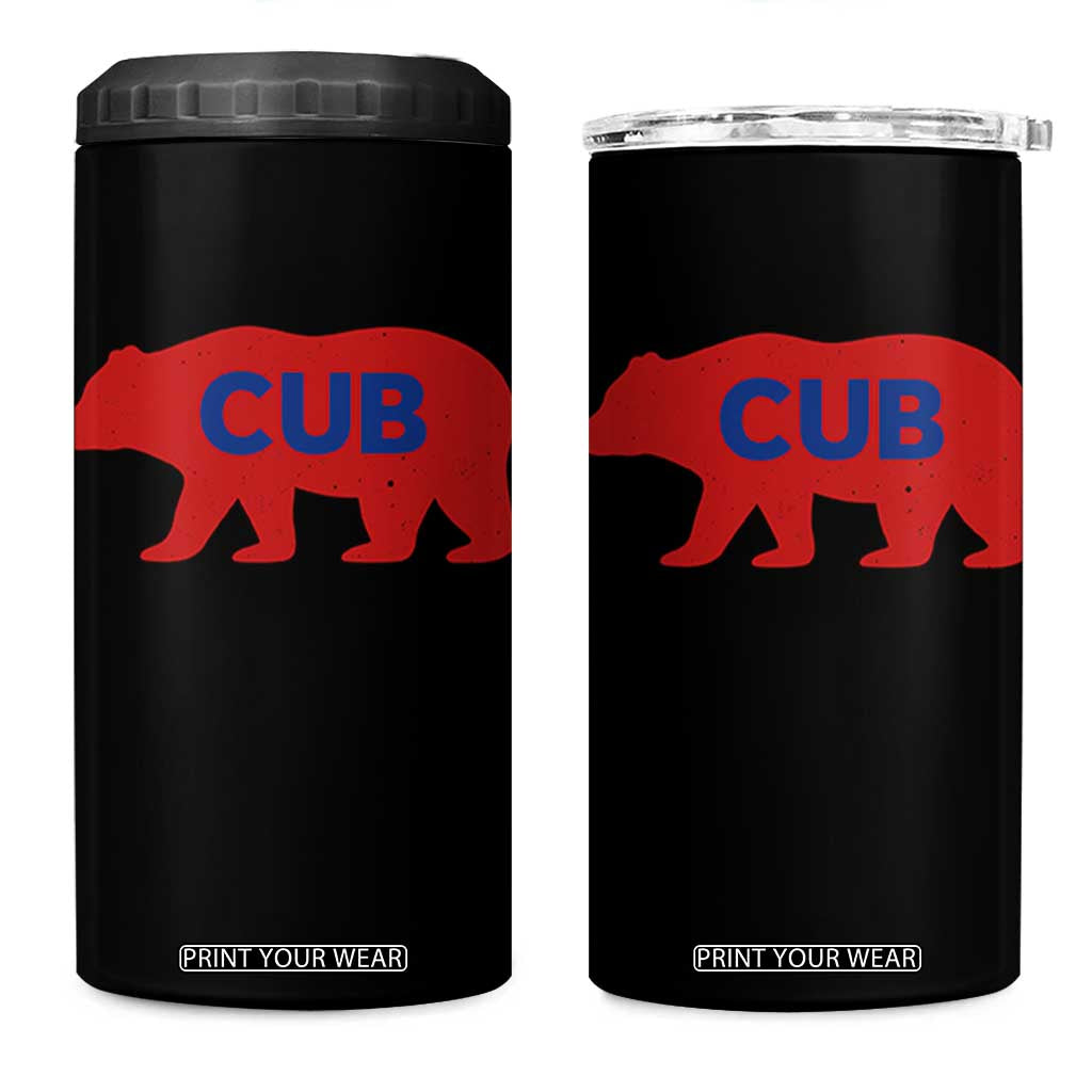 Vintage Cub 4 in 1 Can Cooler Tumbler Retro Sports Bear Baseball Fans TS10 One Size: 16 oz Black Print Your Wear