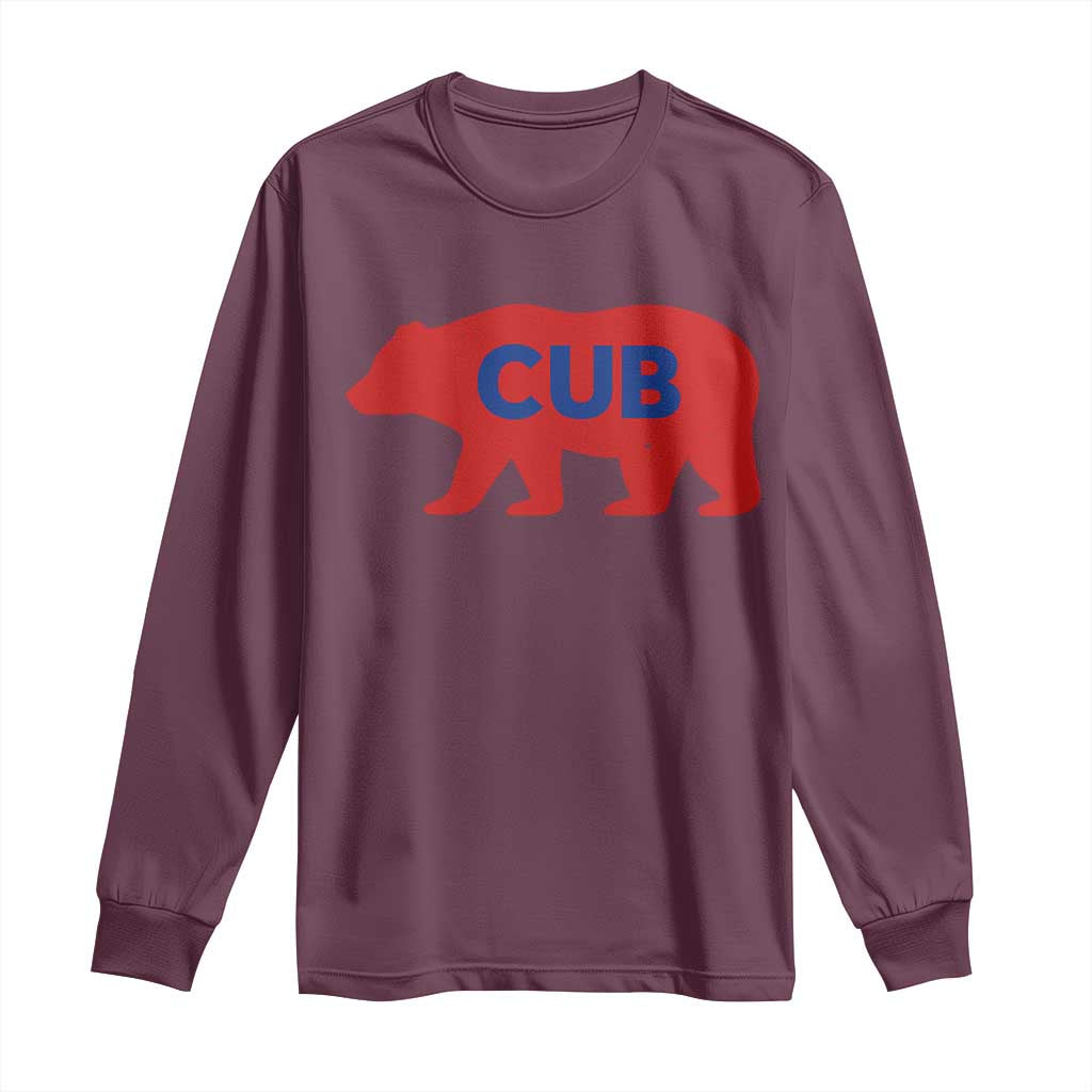 Vintage Cub Long Sleeve Shirt Retro Sports Bear Baseball Fans TS10 Maroon Print Your Wear