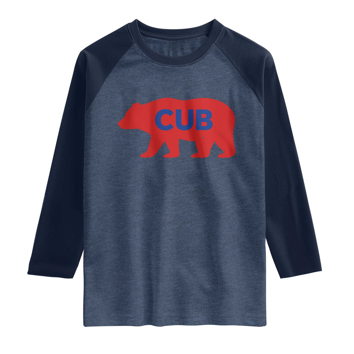 Vintage Cub Raglan Shirt Retro Sports Bear Baseball Fans TS10 Heather Denim Navy Print Your Wear
