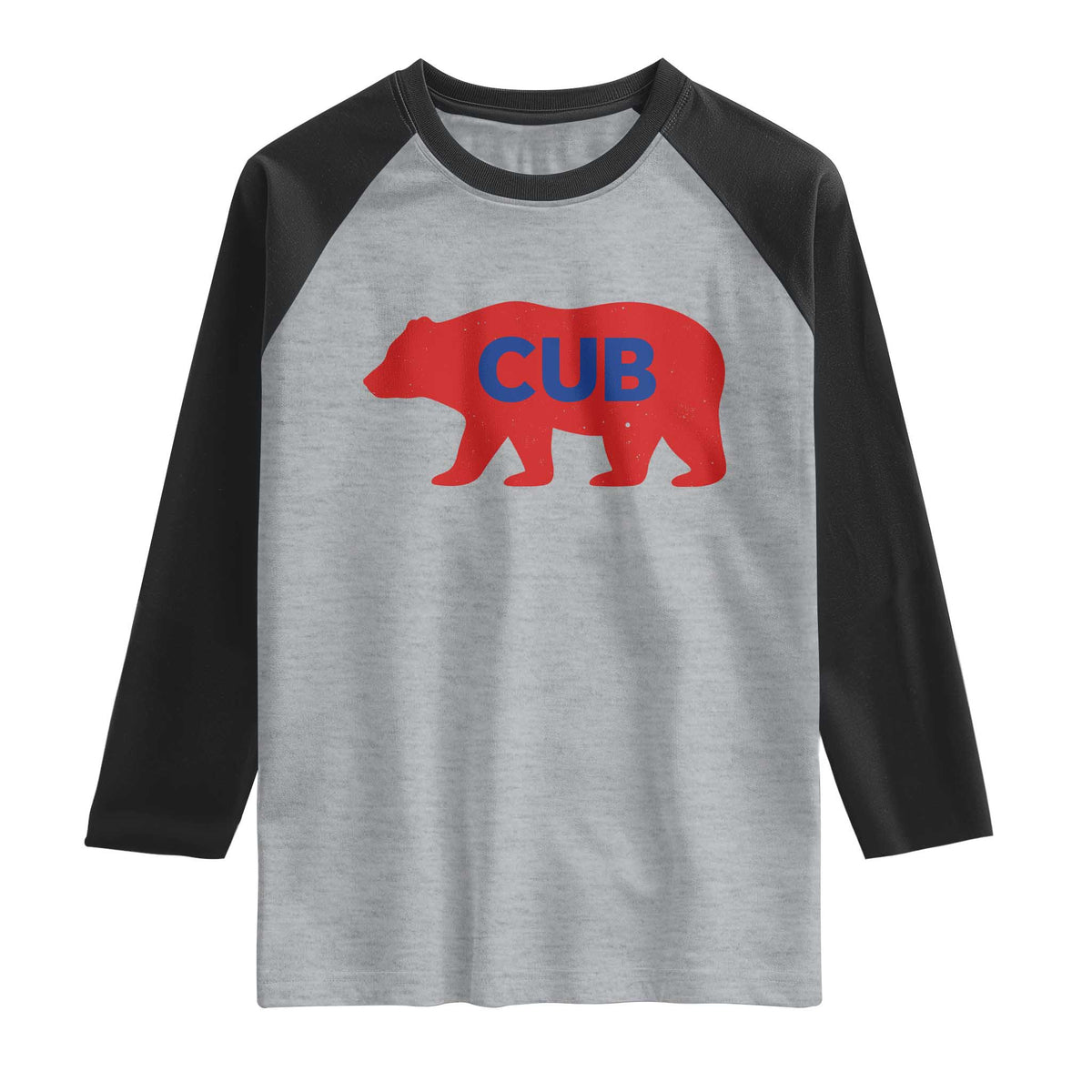 Vintage Cub Raglan Shirt Retro Sports Bear Baseball Fans TS10 Heather Gray Black Print Your Wear