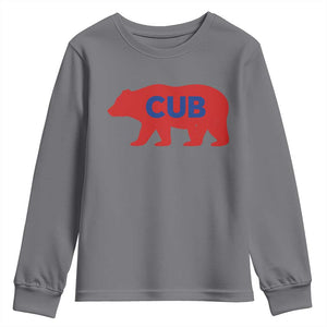 Vintage Cub Youth Sweatshirt Retro Sports Bear Baseball Fans TS10 Charcoal Print Your Wear