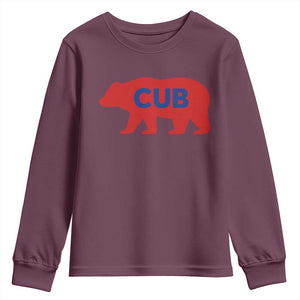 Vintage Cub Youth Sweatshirt Retro Sports Bear Baseball Fans TS10 Maroon Print Your Wear